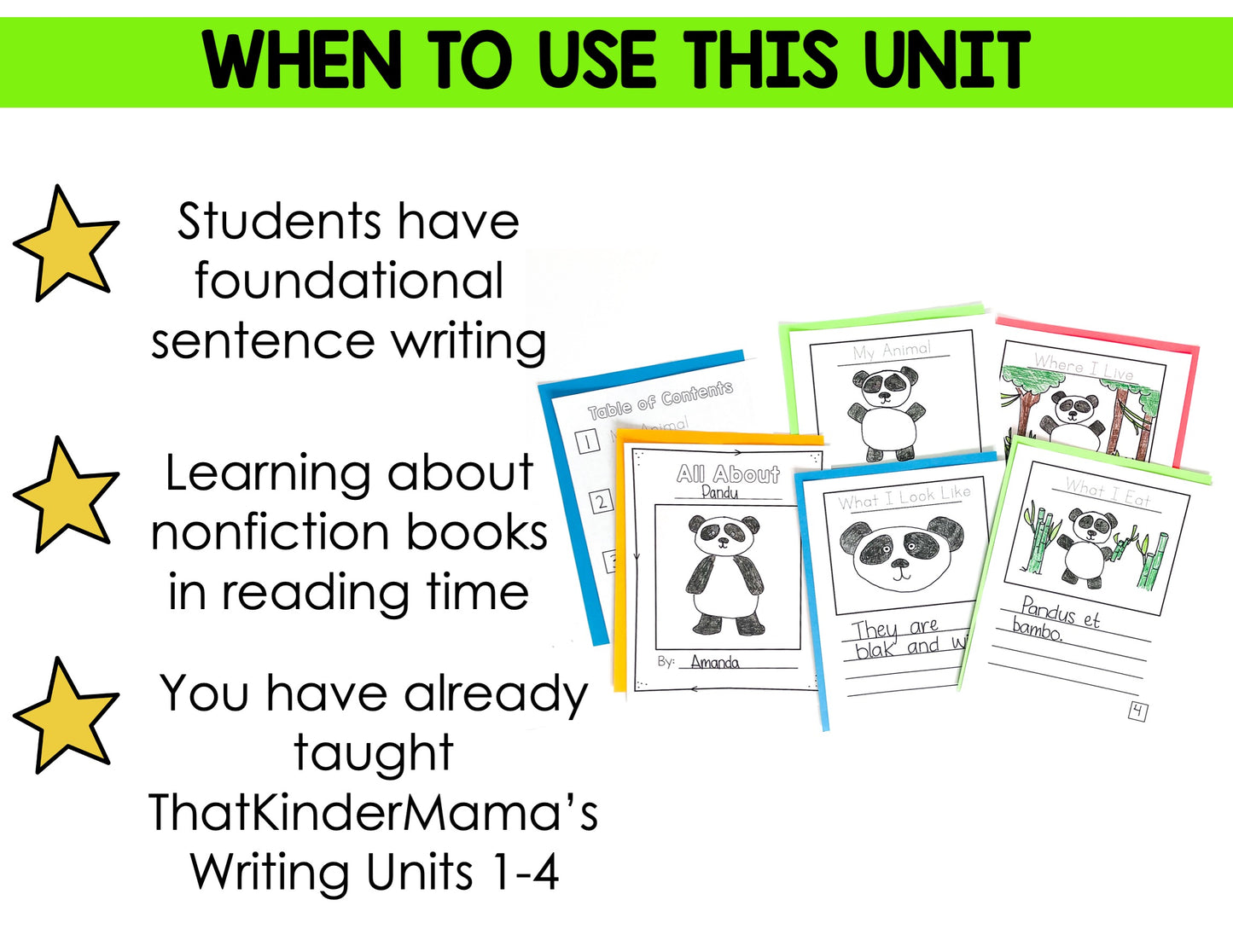 Informational Unit for Kindergarten Writing