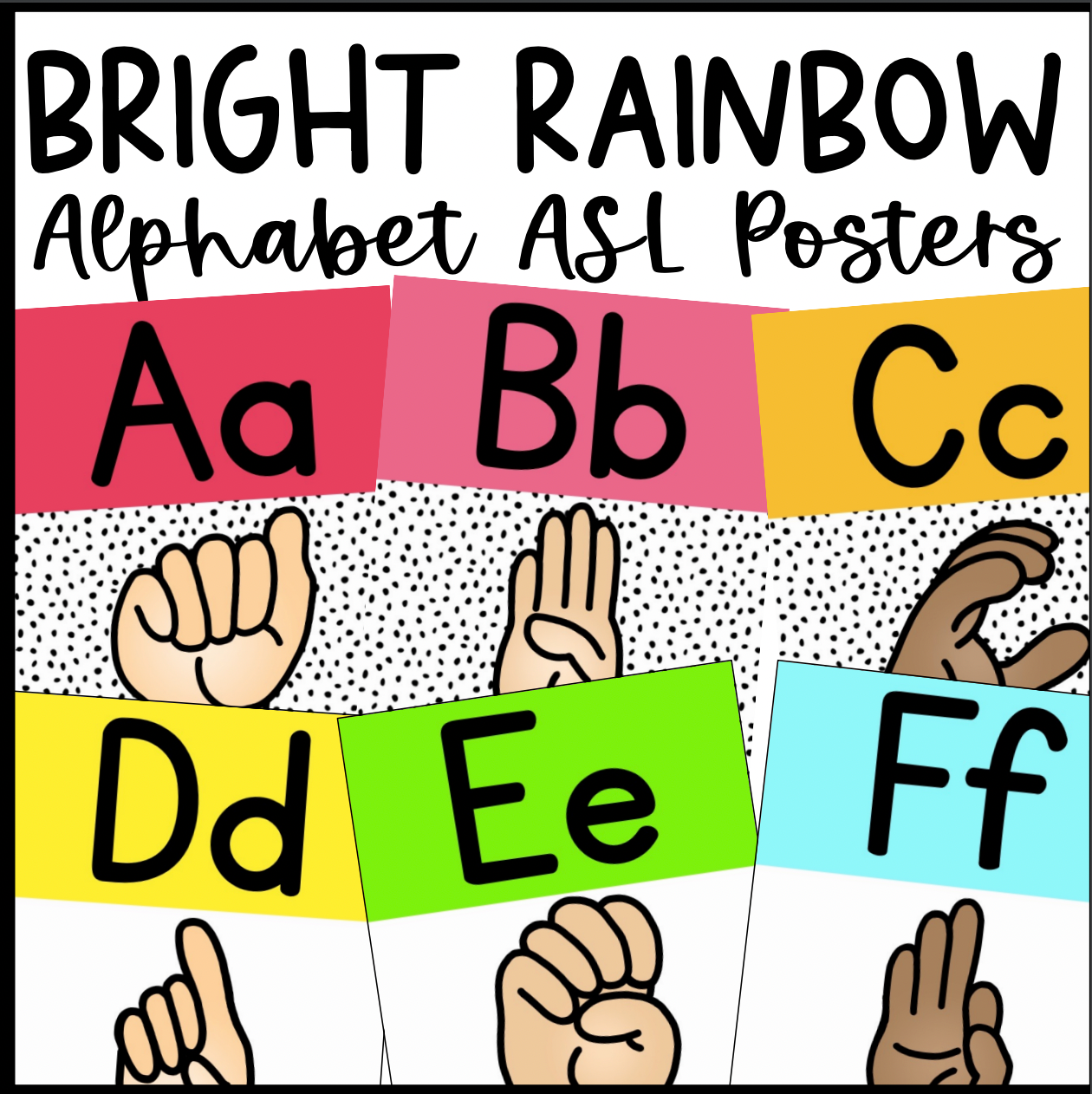 Bright Rainbow ASL Alphabet Poster | Dalmatian Print | Editable ...