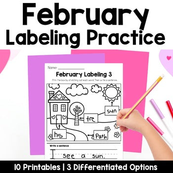 February Labeling Practice Pages