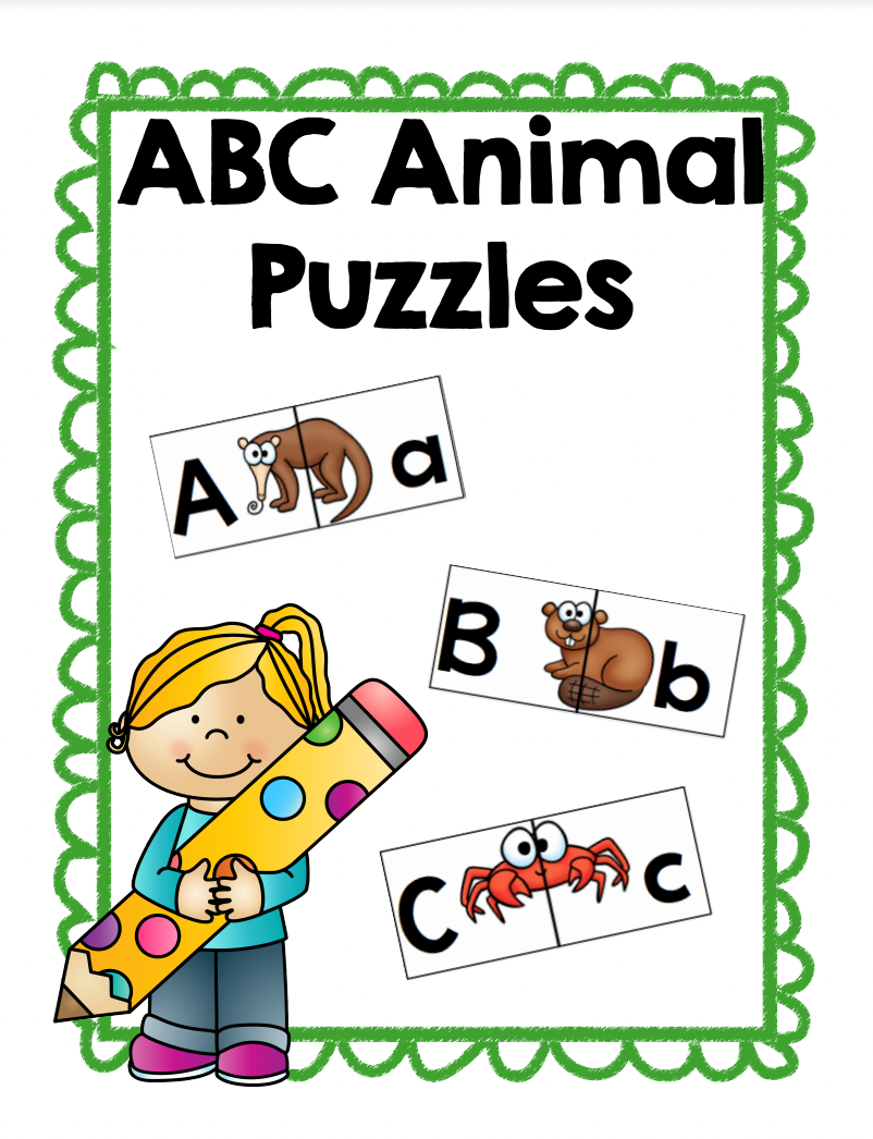 Alphabet Letter Match Puzzle | Kindergarten Literacy Centers | Animals
