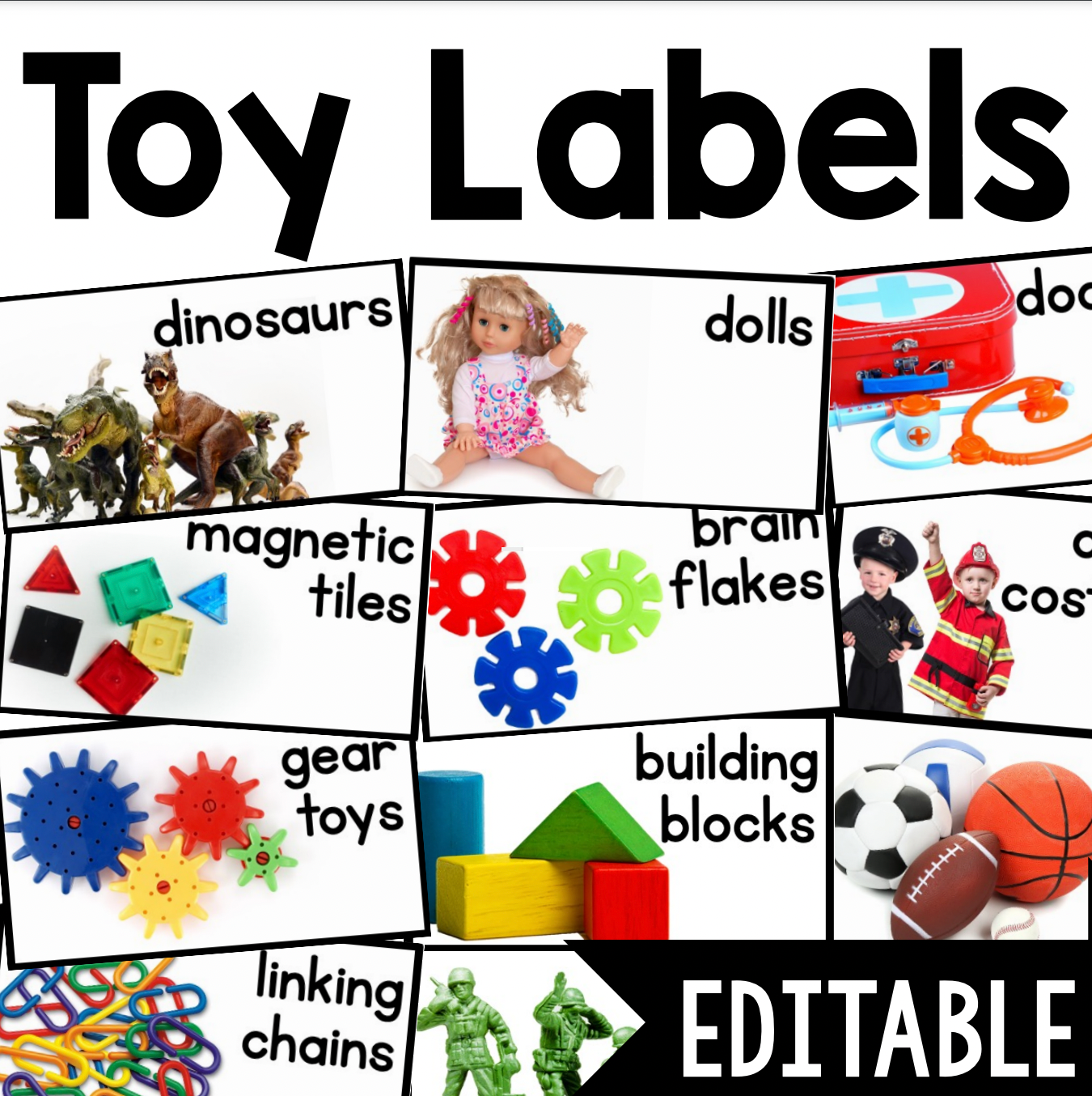 Classroom Toy Labels Real Pictures | Nonfiction | Editable โ ThatKinderMama