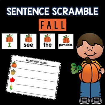 Fall Sentence Scramble | Centers | Kindergarten