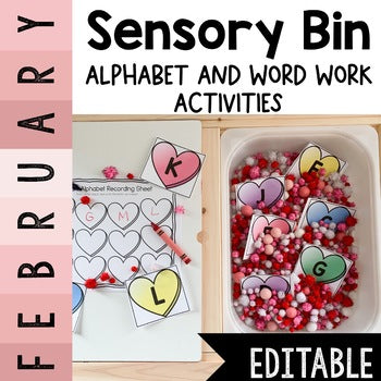 February Sensory Bin | Valentines Day | Alphabet Sight Word Center