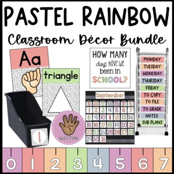 Pastel Rainbow Dalmatian Classroom Decor Bundle | Editable